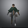Man With Green Cape And Mechanical Arms In Action Figure Design