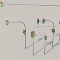 Road Infrastructure Featuring Various Traffic Light Designs For Urban Roads