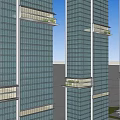Modern High Rise Buildings With Glass Curtain Walls Surrounded By Green Trees
