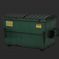 Public Facility Green Trash Bin With Caution Warning Label For Outdoor Use 3d model