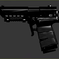 Futuristic Sci Fi Weapon Black Mechanical Pistol With Red Glowing Accents And Textured Grip