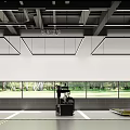 Spacious Underground Parking Garage With Lane Markings Arrow Indicators And Ceiling Lights