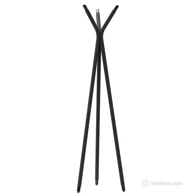 Black Metal Tripod Floor Standing Clothes Hanger for Home Bedroom Organization 3d model 