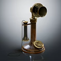 Vintage Wooden Telephone With Metal Rotary Dial And Classic Retro Design Features