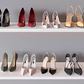 High Heel Shoes Display On Shelves With Various Colors And Different Styles