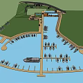 Scenic Marina With Blue Water Docks And White Sailboats Along Waterfront