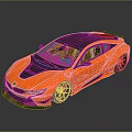 Orange Sports Car With Black Roof And Rear Spoiler Modern Design And High Performance Features