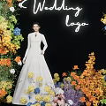 Wedding Commercial Equipment Floral Arch Setup With Logo Display And Decorative Flowers
