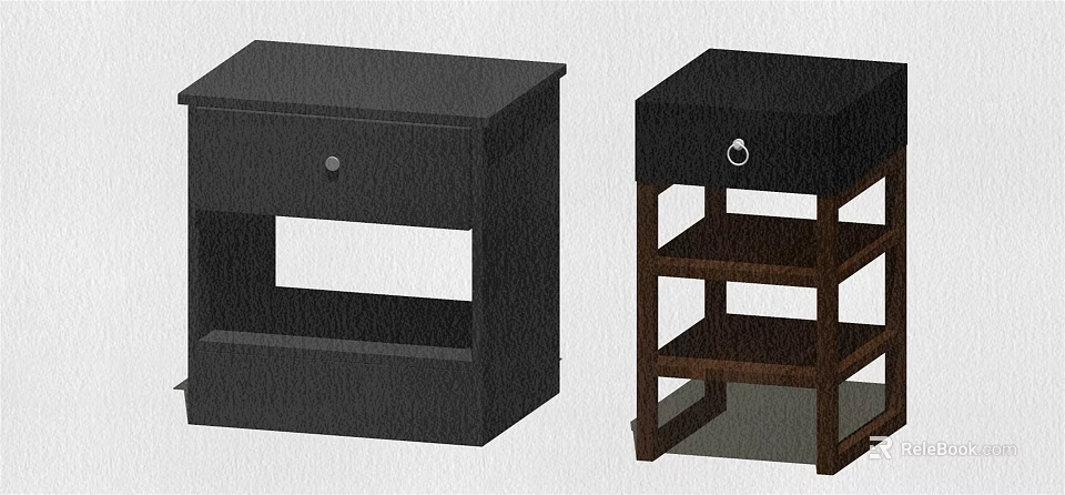 Modern Black And Brown Entryway Side Cabinets With Drawer Open Shelf And Storage Shelves 3d model 