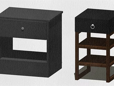 Modern Black And Brown Entryway Side Cabinets With Drawer Open Shelf And Storage Shelves 3d model