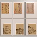 Traditional Chinese Ink Landscape Paintings Framed With Mountain And River Scenes