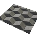 Square Rug With Geometric 3D Cube Pattern In Gray Tones For Modern Home Decor 3d model