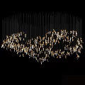 Modern Luxury Chandelier With Feather Shaped Metallic Elements Illuminated Hanging Design 3d model