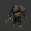 Fierce Orc Game Movie Character With Leather Metal Armor And Battle Axe