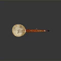 Traditional Chinese Musical Instrument With Round Soundbox Red Wooden Body Wooden Neck Strings And Tuning Pegs