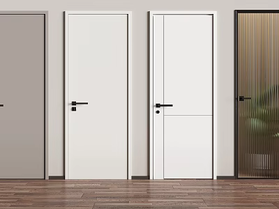 Modern Interior Hinged Doors With Various Panel Styles And Neutral Tones 3d model