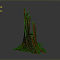 Rustic Wooden Stone Sculpture Featuring Irregular Red Trunk And Green Base