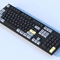 Modern Full Size Mechanical Keyboard With Black Gray Keycaps Yellow Accent Keys And Numeric Keypad