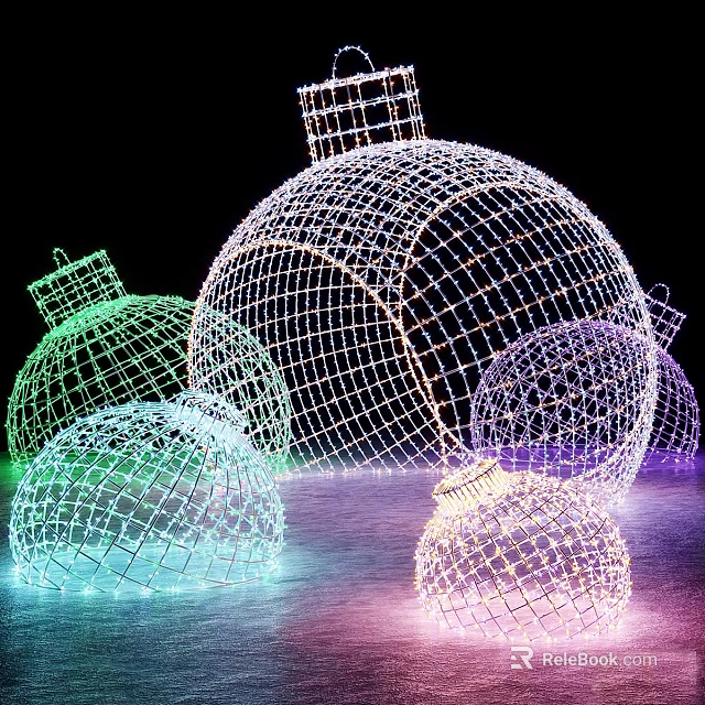 Wireframe Sphere Shaped Decorative Lights With Colorful LED Glow And Multiple Sizes For Festive Decor 3d model 