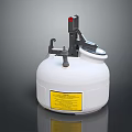 White Industrial Storage Equipment With Red Indicator Light Black Control Components And Yellow Warning Label