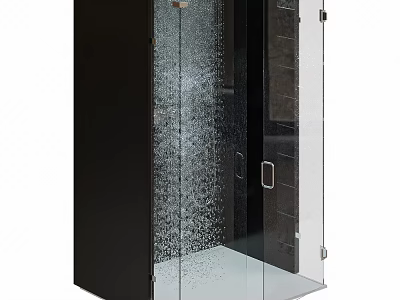 Modern Shower Sauna Enclosure With Glass Door And Black Frame Interior Design 3d model