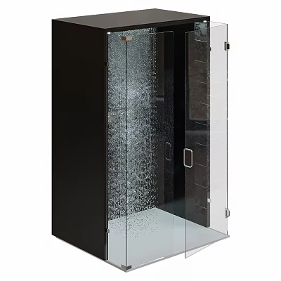 Modern Shower Sauna Enclosure With Glass Door And Black Frame Interior Design 3d model