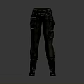 Durable Dark Colored Cargo Pants With Multiple Utility Pockets And Matching Boots For Everyday Use 3d model