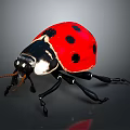 Red Ladybug With Black Spots And Shiny Back On Dark Background 3d model