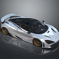 Modern White Sports Car With Streamlined Design Black Roof Golden Wheels And Rear Spoiler