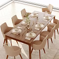 Modern Dining Table and Chair Combination 3d model