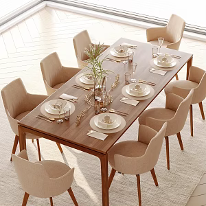 Modern Dining Table and Chair Combination 3d model