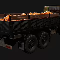 Vintage Cargo Truck Carrying Plenty Of Orange Pumpkins In Open Bed