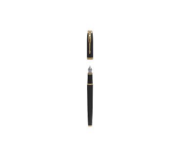Elegant Black Fountain Pen With Gold Accents And Sleek Metal Body Design 3d model