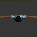 3D Character Model of Young Male Wearing Blue Striped Shirt Blue Pants With Arms Outstretched