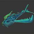 Mythical Aquatic Creature With Bioluminescent Blue Green Glowing Fins And Detailed Texture