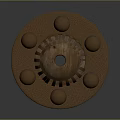 Adventurer Character Biomechanical Device With Wooden Circular Top Hemispherical Protrusions And Grid Structure