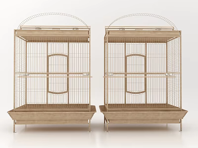 Decorative Birdcage Ornament Set with Metal Frame Arched Top and Tray Base for Home Decor 3d model