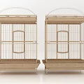 Decorative Birdcage Ornament Set with Metal Frame Arched Top and Tray Base for Home Decor