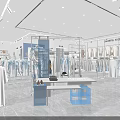 Modern Clothing Store Interior With Hanging Clothes Display Racks And Lighting Design