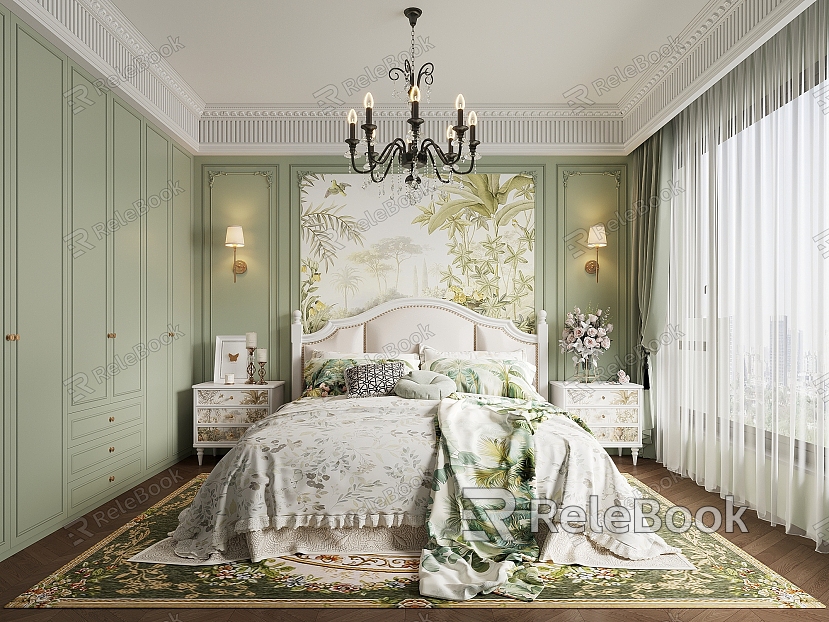 French Style Bedroom European Style Simple European Style American Style Green Forest Style Light Style Children's Girl's Boy's Bedroom model