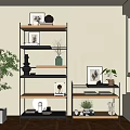 Modern Cozy Living Room Interior With Open Shelves Green Plant Sunlight And Decorative Items
