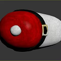 Red Santa Style Hat with White Pom Pom Black Band Gold Buckle and White Brim