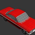 Classic Red Sedan Car With Chrome Accents And Vintage Body Design