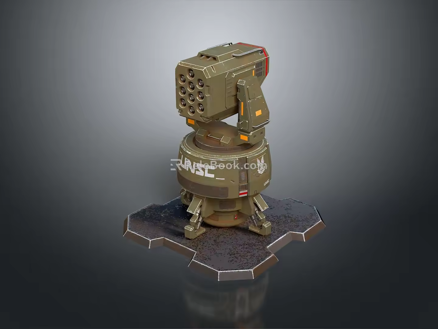 Turret Turntable Railgun Sci-fi Tower Defense Game Tower Defense Sci-fi Turret Game Turret Game Battery 3d model