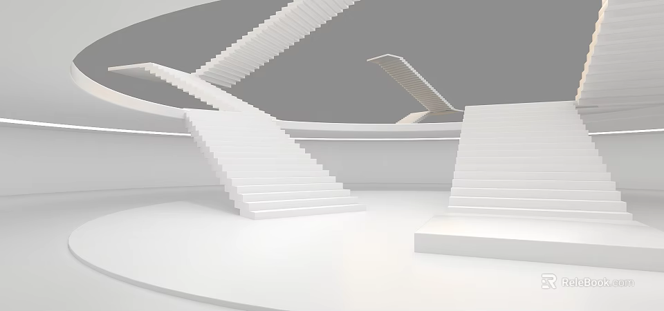 Modern White Staircase Design With Minimalist Architecture And Interior Structure Elements 3d model
