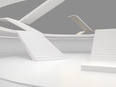 Modern White Staircase Design With Minimalist Architecture And Interior Structure Elements 3d model