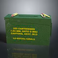 Green Military Ammunition Box With 200 7.62 MM NATO Cartridges For AK47 M13