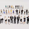 Diverse Group of People in Different Outfits Standing in Various Poses