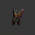 Intricate Decorative Butterfly With Colorful Wings Gears Gemstone And Metallic Accents
