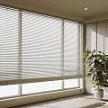 Modern Window Blinds In Bright Interior With Natural Light And Green Plant